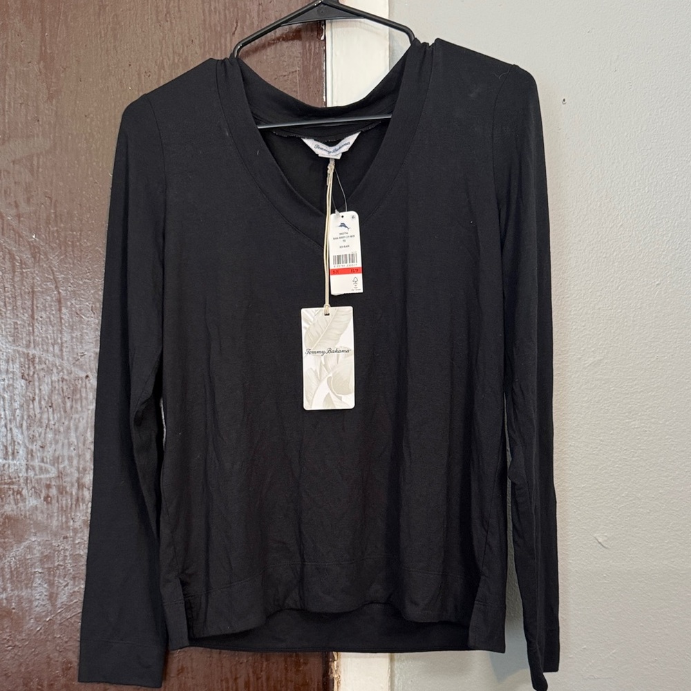 Tommy Bahama Black V-Neck Long Sleeve Tee